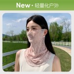 防晒面罩女夏季高弹丝巾遮全脸护颈脖子骑行挂耳头巾口罩冰丝围脖