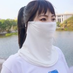 莫代尔防晒面罩挂耳遮脸全脸薄款口罩夏季女士户外开车护颈脖子男