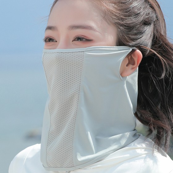防晒面纱女夏季全脸遮阳护颈脖子冰丝围脖运动挂耳头巾骑行面罩男