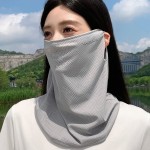 夏季防晒面罩挂耳面纱女骑行面巾护颈围脖套户外开车神器冰丝头巾