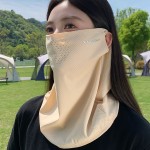 夏季防晒面罩挂耳面纱女骑行面巾护颈围脖套户外开车神器冰丝头巾