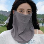 夏季防晒面罩挂耳面纱女骑行面巾护颈围脖套户外开车神器冰丝头巾