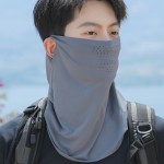 夏季防晒面罩挂耳面纱女骑行面巾护颈围脖套户外开车神器冰丝头巾