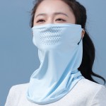 夏季防晒面罩挂耳面纱女骑行面巾护颈围脖套户外开车神器冰丝头巾