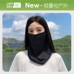 冰丝骑行防晒面罩女新款户外登山遮全脸护颈披肩面纱冰袖防晒套装