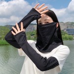 冰丝骑行防晒面罩女新款户外登山遮全脸护颈披肩面纱冰袖防晒套装