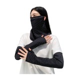 冰丝骑行防晒面罩女新款户外登山遮全脸护颈披肩面纱冰袖防晒套装