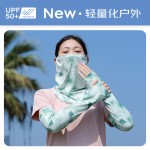 冰丝防晒面罩女士全脸骑行护臂套手袖护颈遮脖子口罩面纱开车脸罩