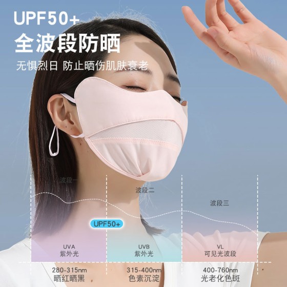 冰丝防晒口罩夏季女薄款护眼角户外骑行时尚口罩透气网可水洗面罩