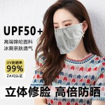 夏季防晒口罩女高颜值透气护眼角3d立体防紫外线冰丝提花遮阳口罩