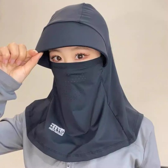 骑行脸基尼遮阳防晒面罩帽子一体护颈面纱夏冰丝防晒口罩防紫外线