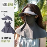 防晒面罩三合一女夏季防紫外线全脸护颈一体遮阳帽可拆卸冰丝口罩