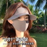 防晒面罩三合一女夏季防紫外线全脸护颈一体遮阳帽可拆卸冰丝口罩