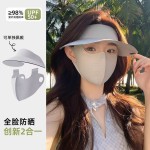 防晒面罩三合一女夏季防紫外线全脸护颈一体遮阳帽可拆卸冰丝口罩