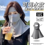 批发可喝水防晒面罩护颈一体全脸防紫外线脸基尼遮阳透气口罩E