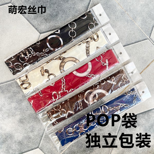 独立包装链条细长窄长条小丝巾绑包包手柄色丁小丝带围巾女士领巾
