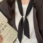 韩系黑色波点丝巾发带女小众设计高级感长条丝带脖饰时尚衬衫配饰
