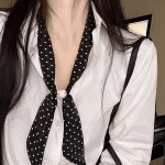 韩系黑色波点丝巾发带女小众设计高级感长条丝带脖饰时尚衬衫配饰