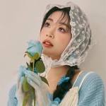 蕾丝三角巾女法式田园风碎花头巾白色夏季薄款发带绑发包头饰丝巾