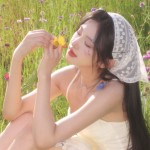 蕾丝三角巾女法式田园风碎花头巾白色夏季薄款发带绑发包头饰丝巾