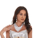欧美亚马孙三角巾亮片丝巾假领项链女 个性夸张金属片锁骨短围脖