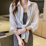 2024新款夏季雪纺衫防晒衣女上衣女外套薄款配裙子外搭开衫小披肩