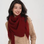 慵懒风三角围巾女秋冬保暖护颈围脖包芯纱针织纯色大披肩外搭