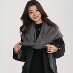 慵懒风三角围巾女秋冬保暖护颈围脖包芯纱针织纯色大披肩外搭