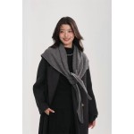 慵懒风三角围巾女秋冬保暖护颈围脖包芯纱针织纯色大披肩外搭