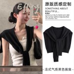 法式黑色针织披肩气质配吊带开衫cleanfit配饰轻奢小坎肩新品披风