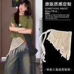 针织流苏屁帘女叠穿高级三角巾腰巾丝巾腰带裙帘配饰连衣裙子腰饰