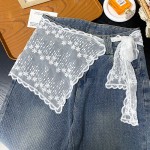 韩系氛围感蕾丝披肩小丝巾百搭头饰发带腰带多种搭配配饰 AL227