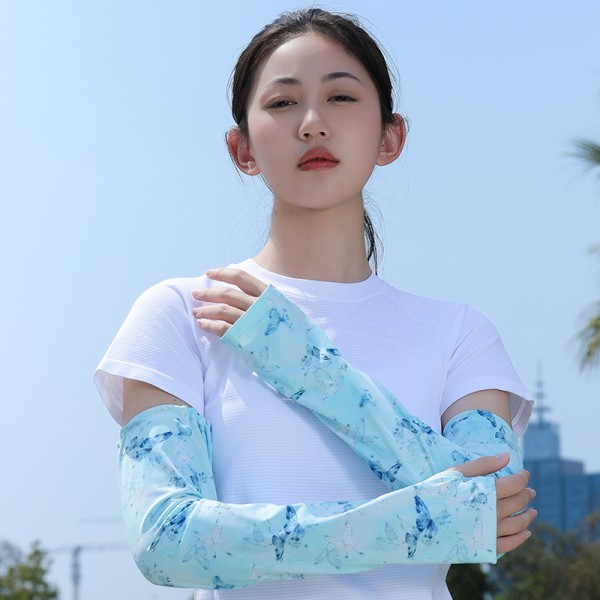 防晒护臂手套女士时尚夏季防紫外线骑行冰丝袖套运动手套开车冰袖