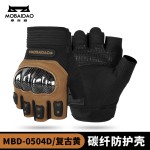 夏季羊皮透气机车碳纤壳短指手套摩托车骑行半指手套男女款防摔装