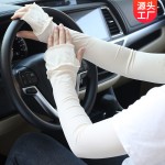 厂家直销长款手套透气薄款骑车防晒袖套防滑室外遮手臂冰丝袖批发