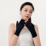 冰丝防晒手套女骑行开车采茶漏露加长美甲防晒黑夏季薄款半指骑车