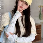 渐变蝴蝶冰丝防晒袖套可爱女防紫外线手套夏季骑行开车护手臂冰袖