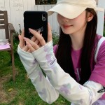 渐变蝴蝶冰丝防晒袖套可爱女防紫外线手套夏季骑行开车护手臂冰袖