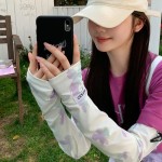 渐变蝴蝶冰丝防晒袖套可爱女防紫外线手套夏季骑行开车护手臂冰袖
