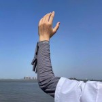 大版防晒手套女夏季长款防紫外线户外开车薄款露指可触屏骑行袖套