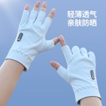 工厂手套女美甲防晒黑户外男开车薄款防护露指骑车手腕护手袖半截
