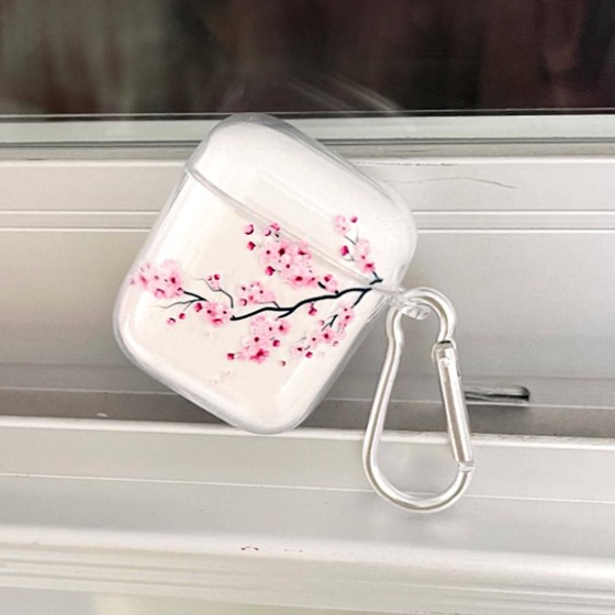 适用airpods1/2/3代pro2苹果蓝牙无线保护套耳机壳樱花树枝