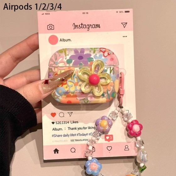夏日花朵苹果耳机保护套适用airpodspro2壳蓝牙新款airpods4三代