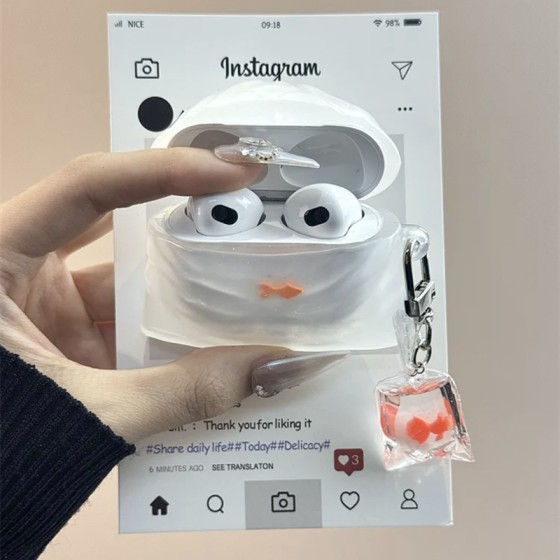 创意垃圾袋小金鱼airpods1/2/4代耳机套苹果无线蓝牙保护壳3代pro