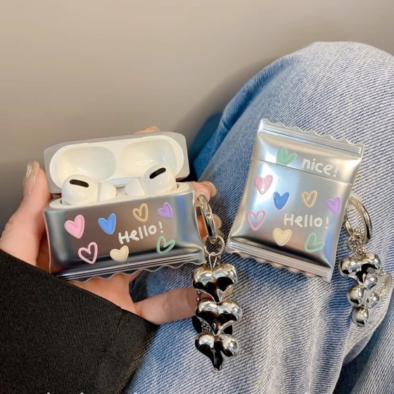 电镀彩色爱心适用airpods pro2保护套苹果3代蓝牙套耳机壳硅胶4代