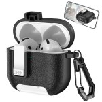 适用Airpods pro3保护套蓝牙耳机壳锁扣支架苹果4代皮纹保护壳2代