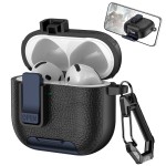 适用Airpods pro3保护套蓝牙耳机壳锁扣支架苹果4代皮纹保护壳2代
