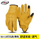 SUOMY摩托车骑行真皮防摔手套夏季触屏羊皮复古机车骑士装备透气