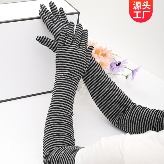 厂家防晒袖套加长款手套纯棉开车骑行宽松遮阳透气全指手臂套批发