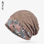 高才生秋冬季套头帽围脖两用女款蕾丝拼接时尚百搭逛街潮人包头帽